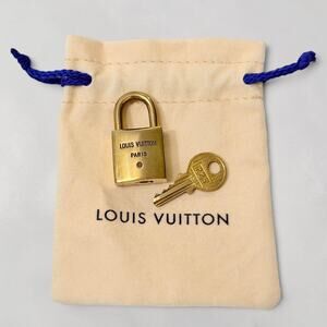 Louis Vuitton Vintage 1980s Brass Padlock Lock Key #225 LV Luggage Bag Charm